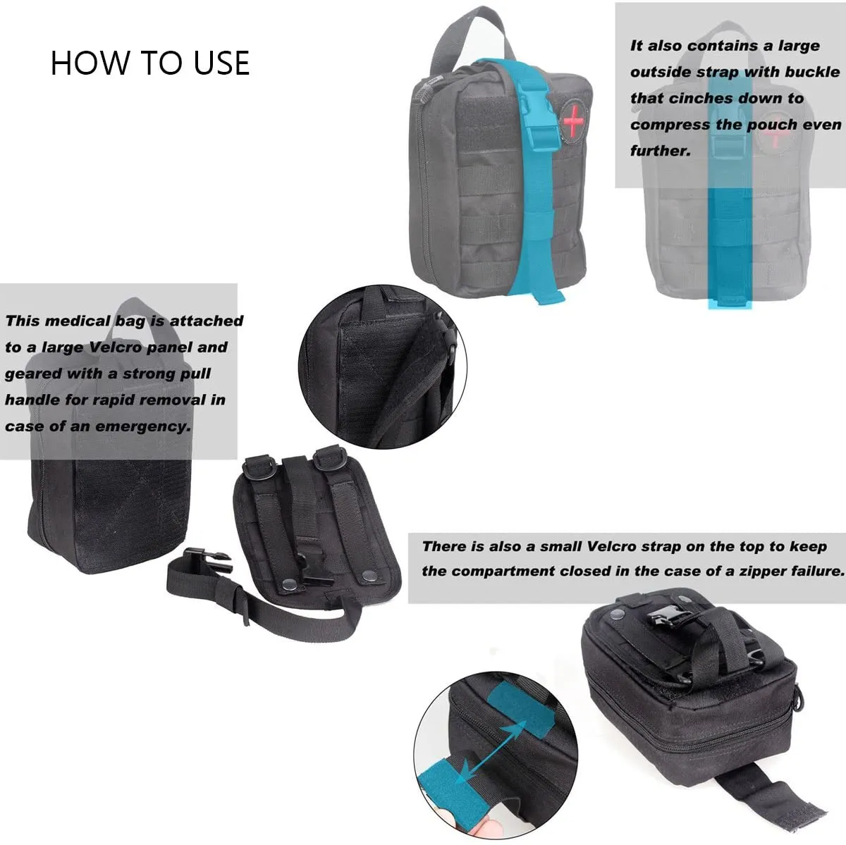Tactical MOLLE Admin Pouch First Aid Kit-Emergency Survival Trauma Kit-Compact Utility Bag IFAK-EMT EMS Vehicle Travel Camping Medic Kit