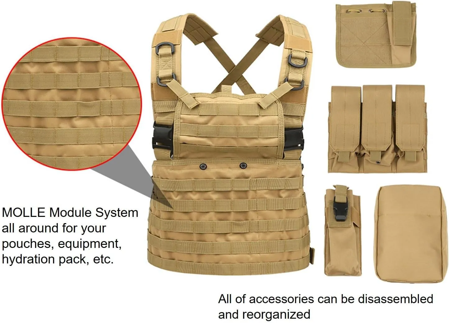 Tactical Vest Survival Training Hunting Vest Outdoor Safety Protection Available Cosplay Adjustable 2WAY