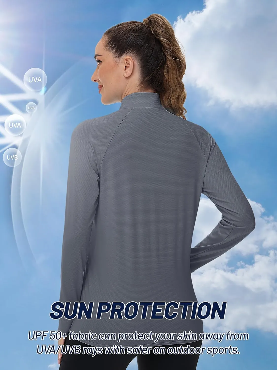 TACVASEN Women's Athletic Jackets Lightweight UV Protection Shirts Full Zip Workout Jacket UPF 50  Long Sleeve Sun Shirt