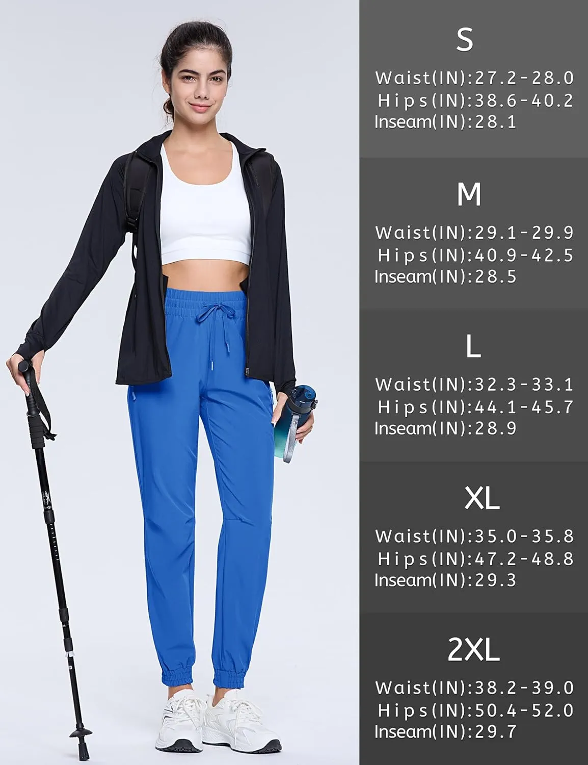 TACVASEN Women's Joggers Lightweight Quick Dry Hiking Pants with Pockets Athletic Travel Workout Summer Water Resistant