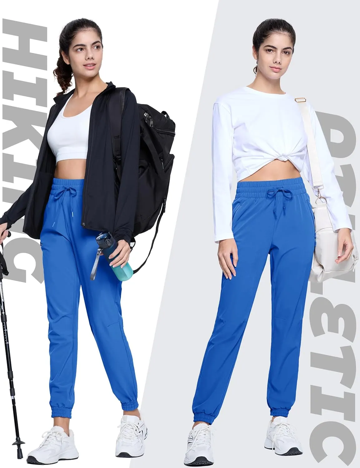 TACVASEN Women's Joggers Lightweight Quick Dry Hiking Pants with Pockets Athletic Travel Workout Summer Water Resistant