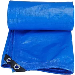 Tarpaulin Waterproof Heavy Duty Protect Materials from Moisture and Dust Lightweight Metal Eyelet Easy to Carry Outdoor Open Air Yard, 21 Sizes (Color : Blue, Size : 6x10m)