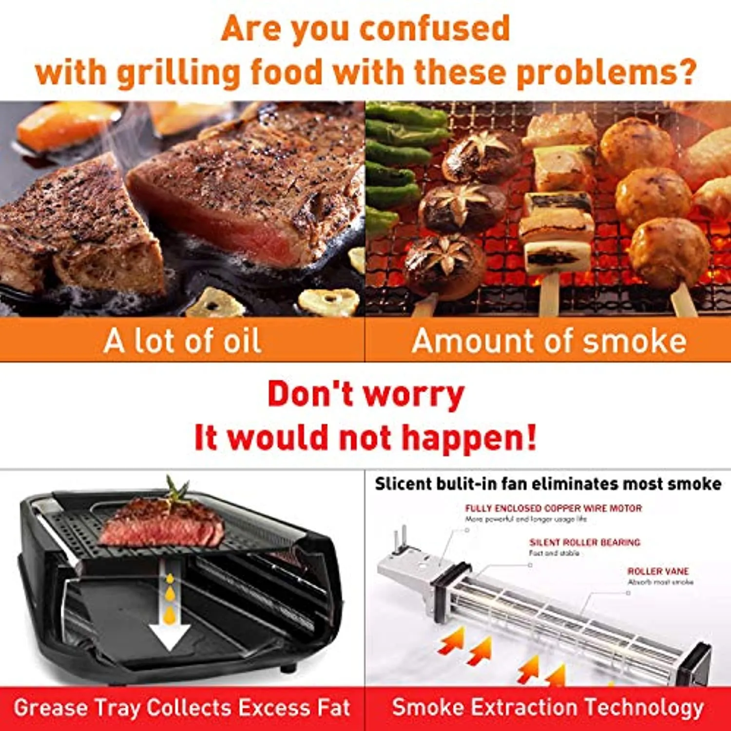 TECHWOOD Indoor Smokeless Grill Techwood 1500W Electric BBQ Grill with Tempered Glass Lid, Compact & Portable Non-stick BBQ Grill with Turbo Smoke Extractor Technology, LED Smart Control panel