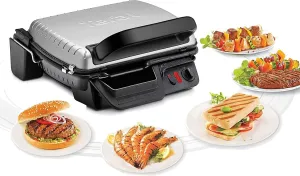 Tefal Promopack Contact Grill with Removable Non-Stick Sealed Cast Aluminium Plates Hinged Dishwasher Safe (Grill   Recipe Book)