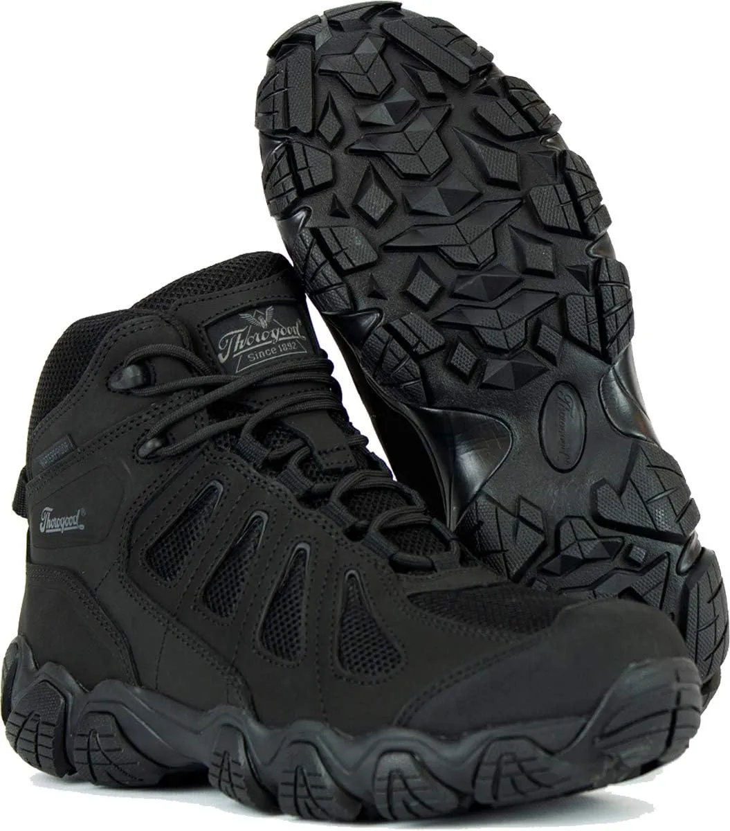 Thorogood Crosstrex Mid Waterproof Hiking Boots for Men - Premium Black Leather and Mesh with Comfort Insole and Traction Outsole; ASTM Rated for BBP and EH Protection