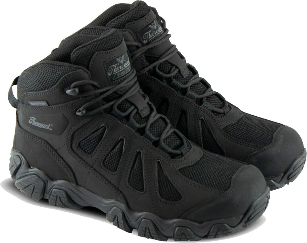 Thorogood Crosstrex Mid Waterproof Hiking Boots for Men - Premium Black Leather and Mesh with Comfort Insole and Traction Outsole; ASTM Rated for BBP and EH Protection