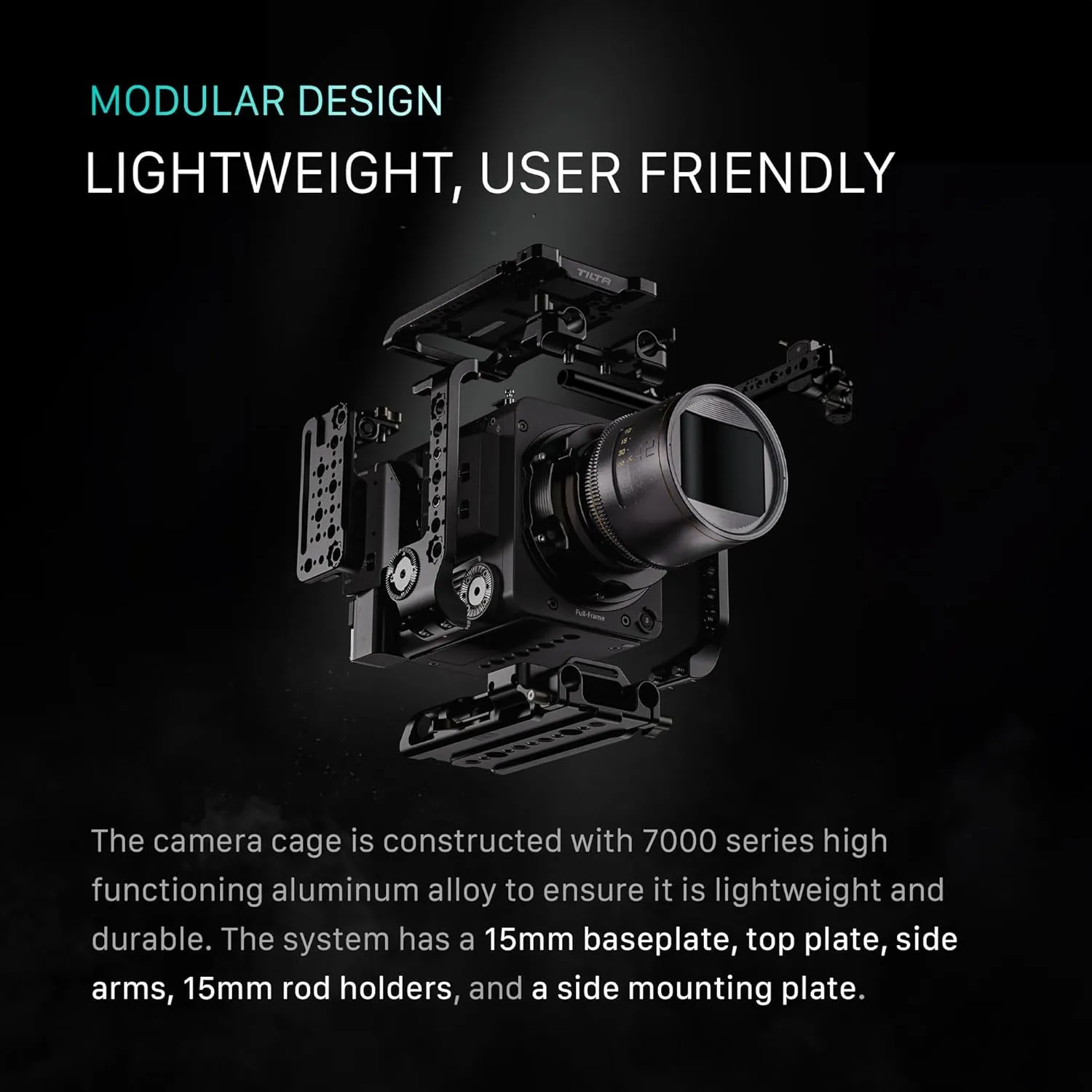 Tilta Camera Cage Compatible with Sony BURANO | Arri Rosettes, 1/4"-20 and 3/8"-16 Threads | w/Top Handle, Left/Right Side Arm, Battery Plate (Advanced Kit - V Mount)