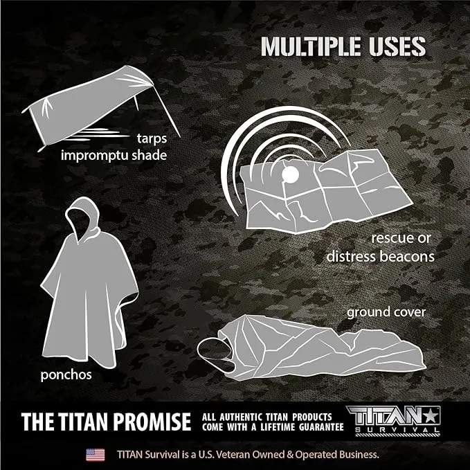 TITAN Survival Emergency Mylar Army Green Survival Blankets, Two-Sided, 5-Pack (Olive-DRAB)