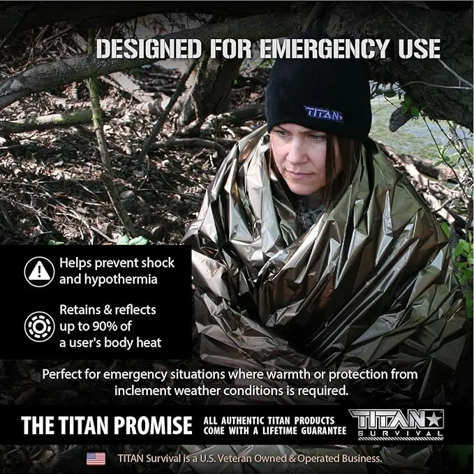 TITAN Survival Emergency Mylar Army Green Survival Blankets, Two-Sided, 5-Pack (Olive-DRAB)