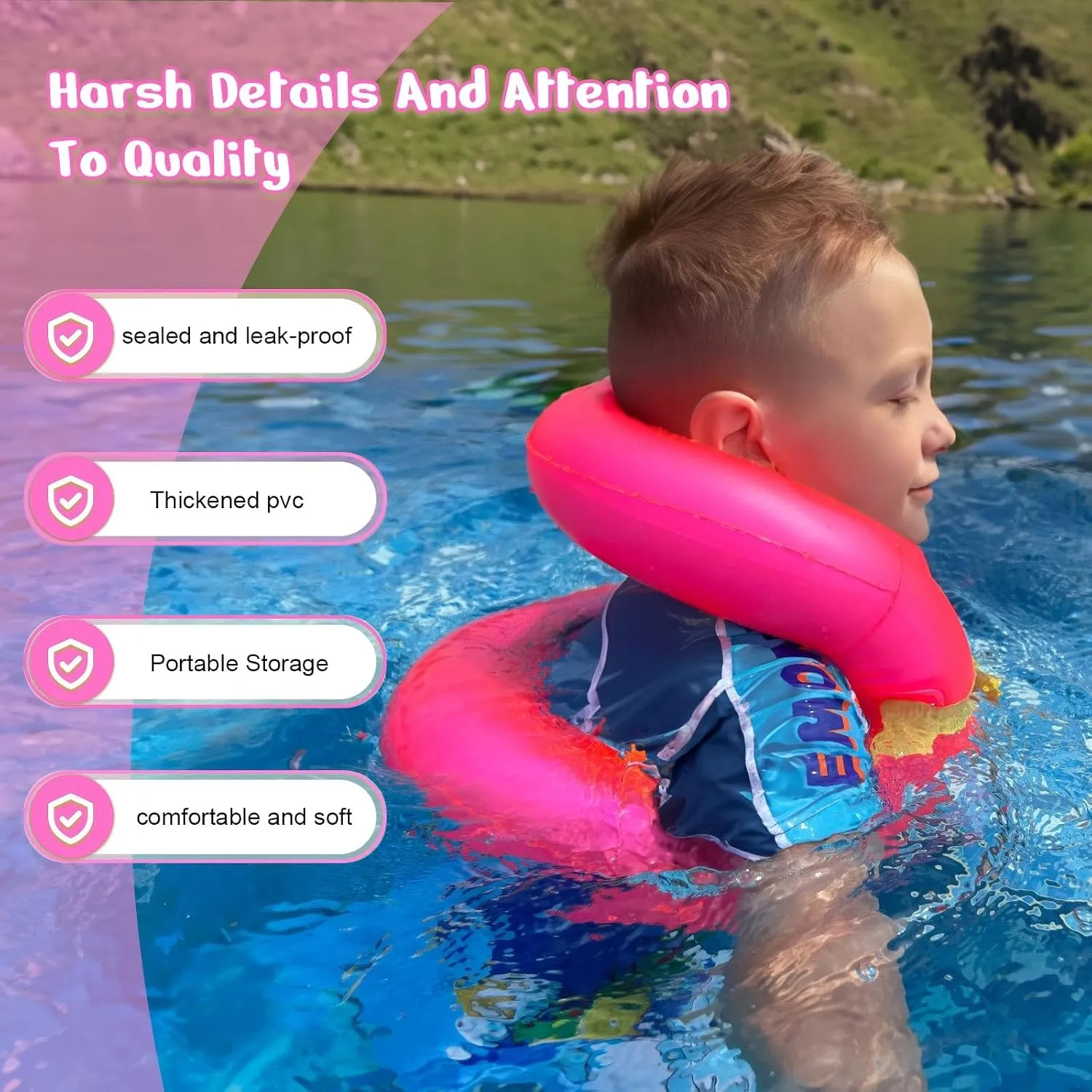 Toddler Swim Vest-Kids Swim Floaties for 3-6/5-12Yrs, 30-50/50-90 lbs, Portable Inflatable Pool Floats with Adjustable Safety Buckle and Double Surround Air Bag