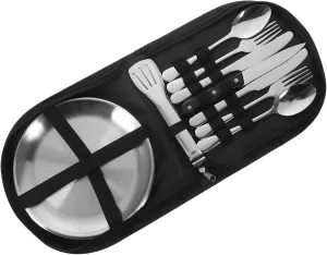 Travel Utensils 10pc Camping Cutlery Set Storage Bag Compact Easy to Carry Perfect for Hiking Picnic BBQ