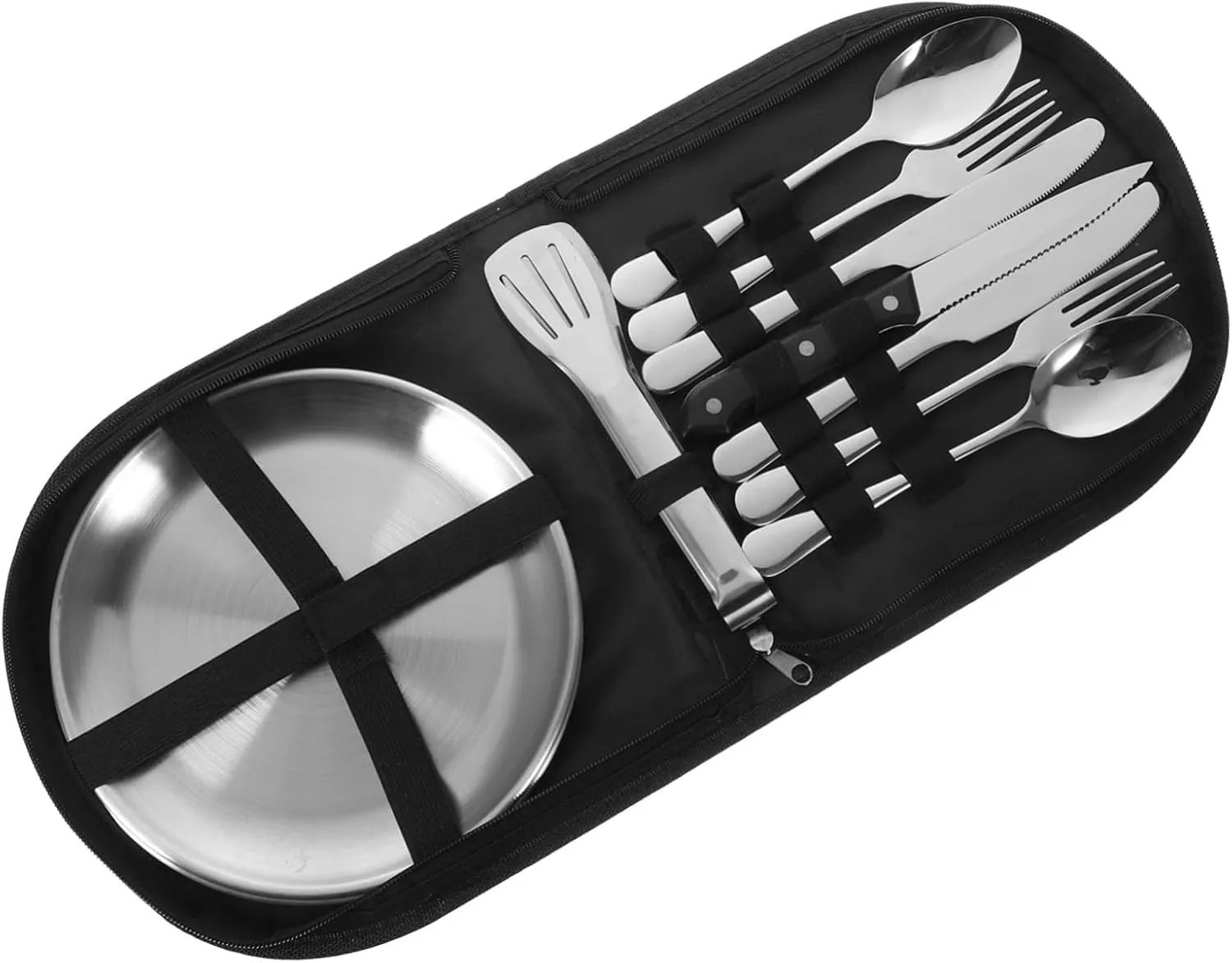 Travel Utensils 10pc Camping Cutlery Set Storage Bag Compact Easy to Carry Perfect for Hiking Picnic BBQ