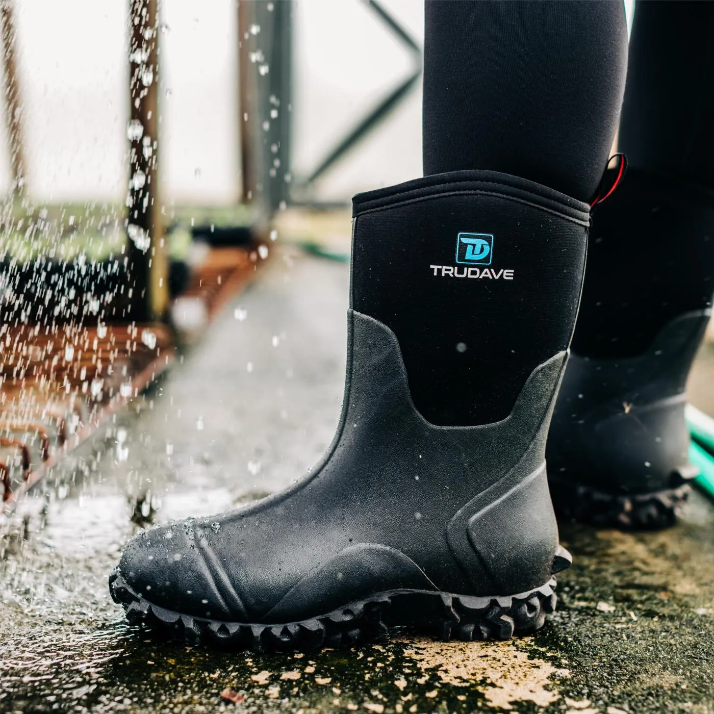 Trudave Women's Rubber Boots with Steel Shank - Black