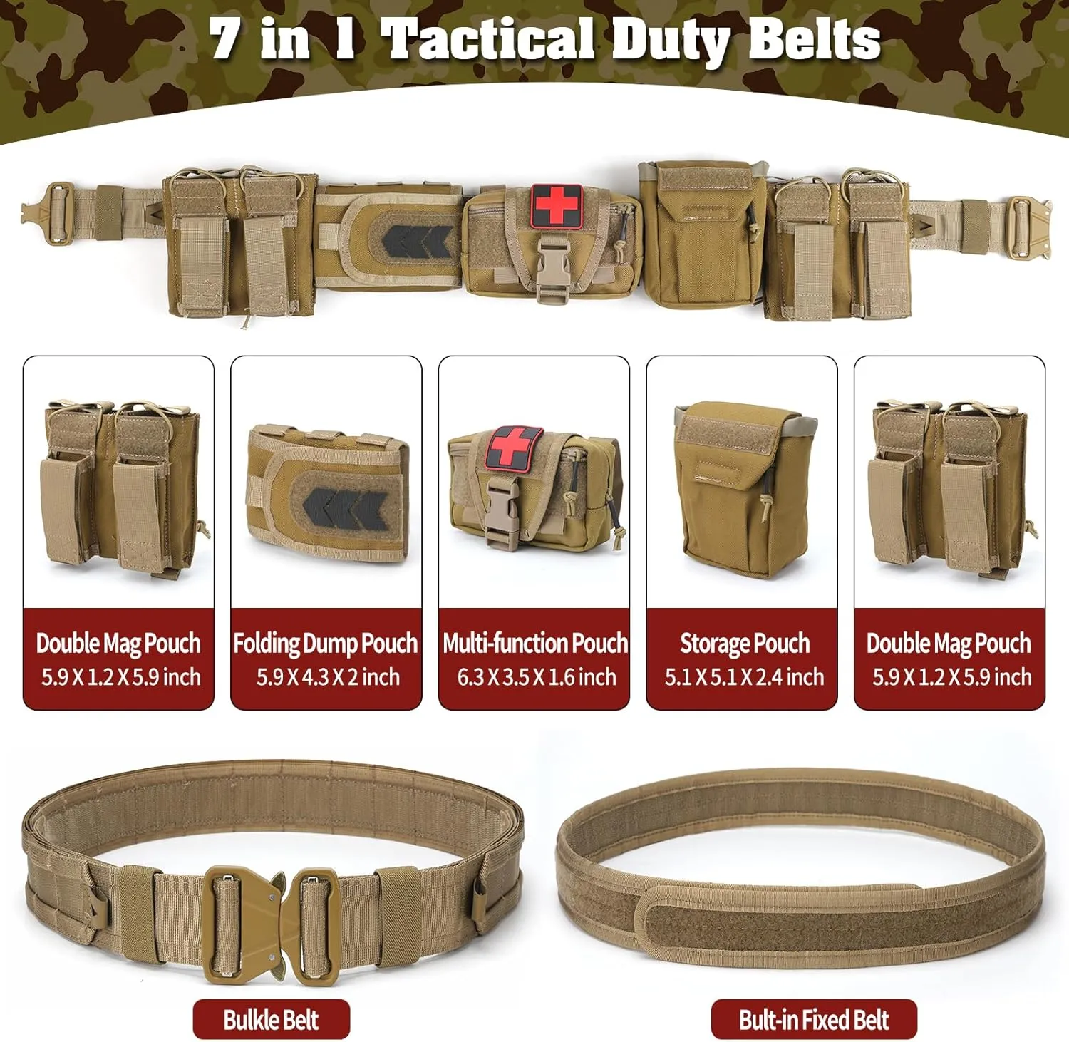 TWS 5 in 1 Quick Release Tactical Combat Heavy Duty Belt For Battle Airsoft