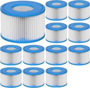 Type VI Hot Tub Filter Cartridge Compatible with Lay-Z-Spa, Coleman SaluSpa 90352E, 58323E, 58323 Swimming Pool Pump, 12 Pack
