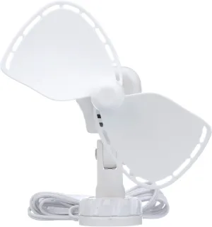 Ultimate™ Fan from by Caframo. Grill-free, whisper-quiet 12V fan with shock-absorbing FingerSafe™ blades, 2-speeds, direct wire connection. Made in Canada. White.
