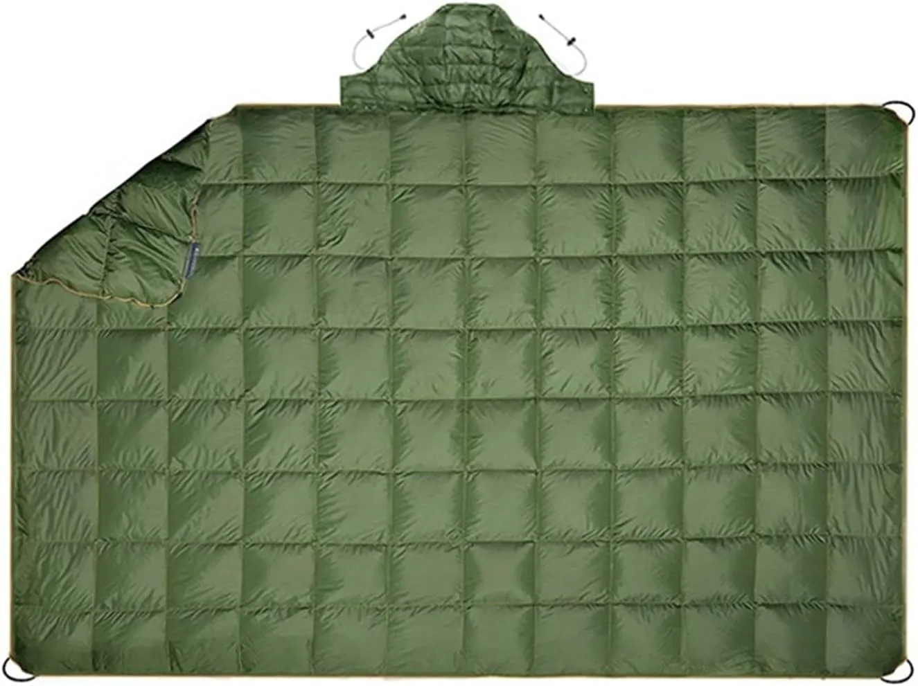 Ultralight Down Blanket - Wearable Shawl For Outdoor Camping, Travel & Fishing - Multifunctional Warm Down Quilt(Army Green with Hood)