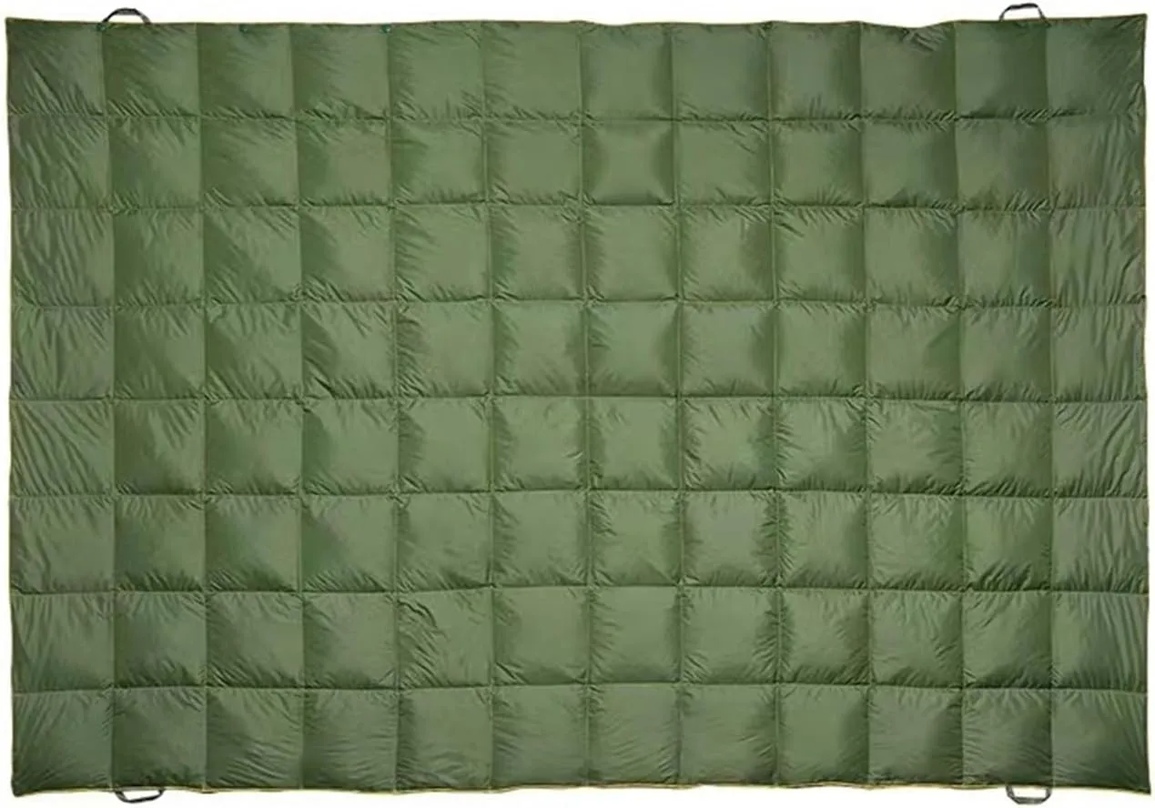 Ultralight Down Blanket - Wearable Shawl For Outdoor Camping, Travel & Fishing - Multifunctional Warm Down Quilt(Army Green with Hood)