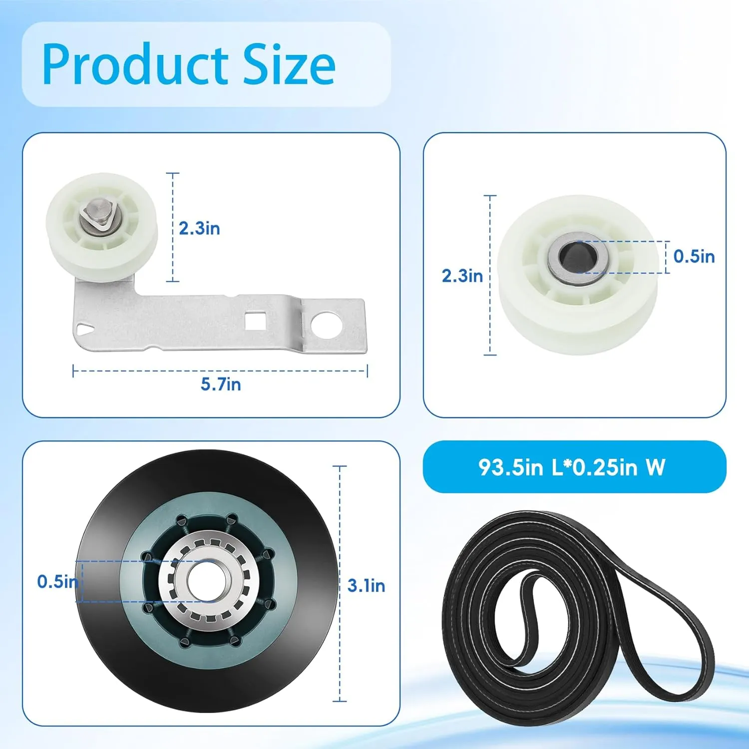 Upgraded 4392067RC Dryer Repair Kit, 4392067 Dryer Maintenance Kit with WPW10314173 Drum Roller & 661570V Belt & 279640 Idler Pulley&279640 dryer idler Suitable for maytag kenmore whirlpool Dryers