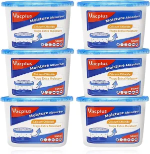 Vacplus Moisture Absorbers 6 Pack, 10.5 Oz Portable Humidity Absorber Boxes for Your Bathroom, Closet & Car, Dehumidifier with Fragrance Free, Navy Blue