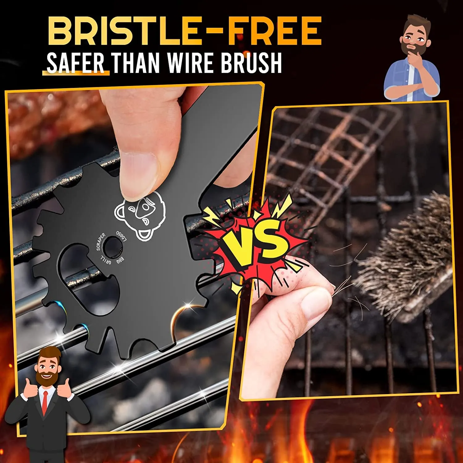 Valentines Day Gifts for Him BBQ Grill Scraper - Grilling Gifts for Men Grill Accessories Cleaner Scraper Cool Stuff Gadgets for Teens Adults Husband Dad Birthday Gifts for Men Women Kitchen Gadgets
