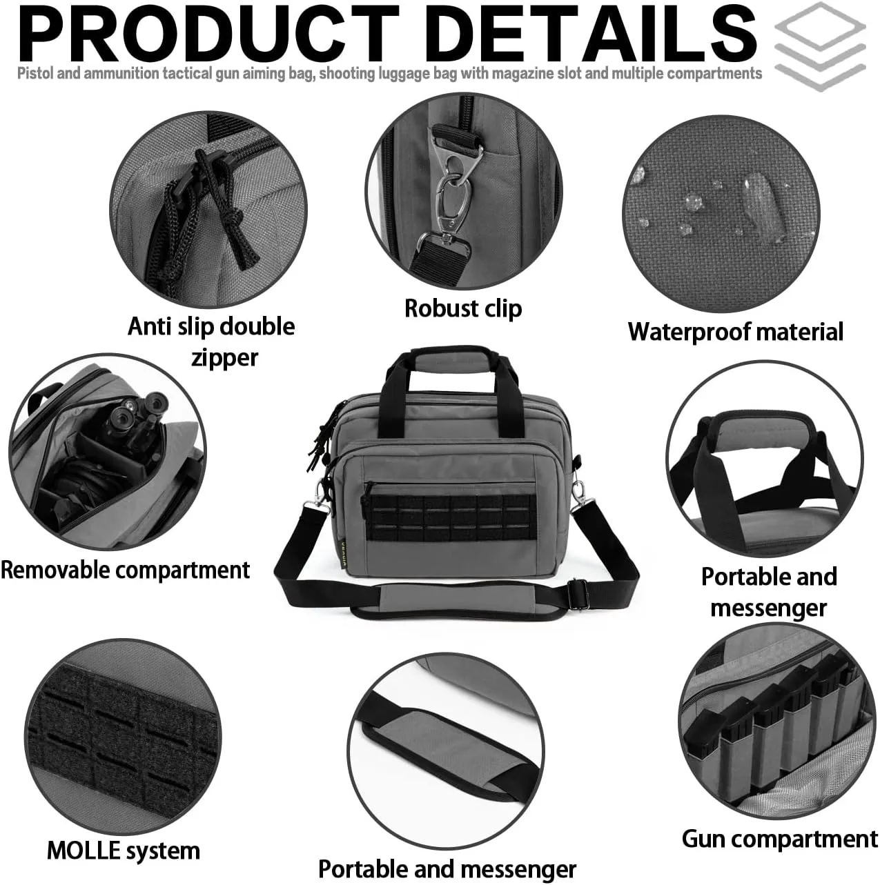 VEAGIA Range Bag,Pistol Case,Gun Range Bags For Handguns And Ammo Pouch 2 Pistols Soft Carrying Shooting Bag