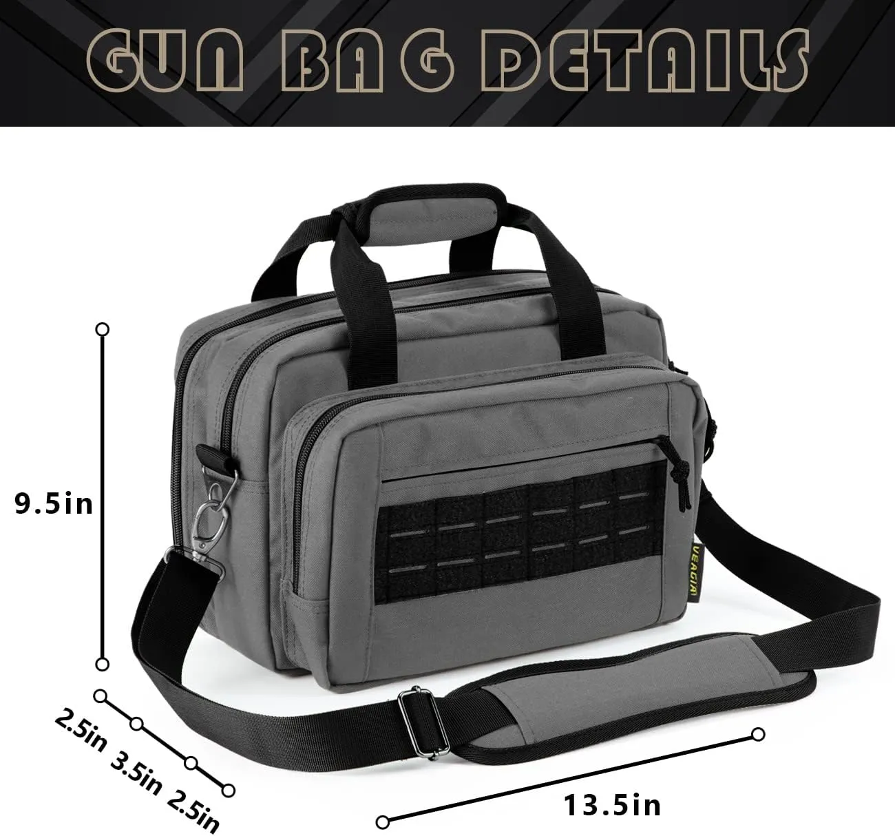 VEAGIA Range Bag,Pistol Case,Gun Range Bags For Handguns And Ammo Pouch 2 Pistols Soft Carrying Shooting Bag