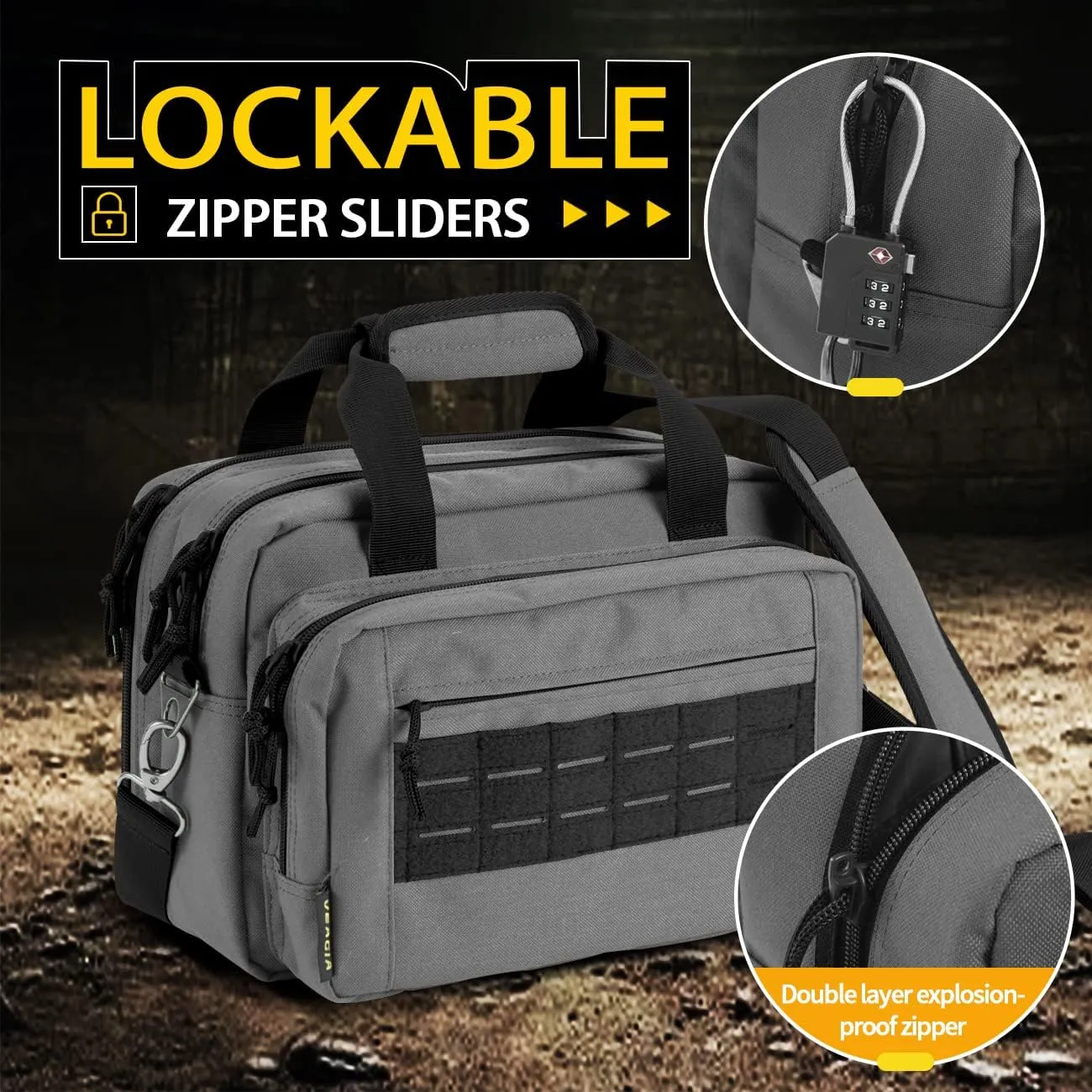 VEAGIA Range Bag,Pistol Case,Gun Range Bags For Handguns And Ammo Pouch 2 Pistols Soft Carrying Shooting Bag