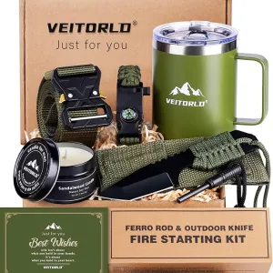 VEITORLD Gifts for Men Dad Him Christmas, Survival Gear and Equipment 12 in 1, Survival Kits, Cool Unique Fishing Hunting Birthday Gift for Husband Teen Boy Boyfriend Women, Stocking Stuffers for Men