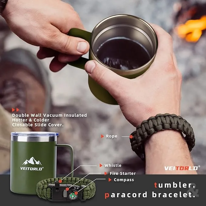 VEITORLD Gifts for Men Dad Him Christmas, Survival Gear and Equipment 12 in 1, Survival Kits, Cool Unique Fishing Hunting Birthday Gift for Husband Teen Boy Boyfriend Women, Stocking Stuffers for Men