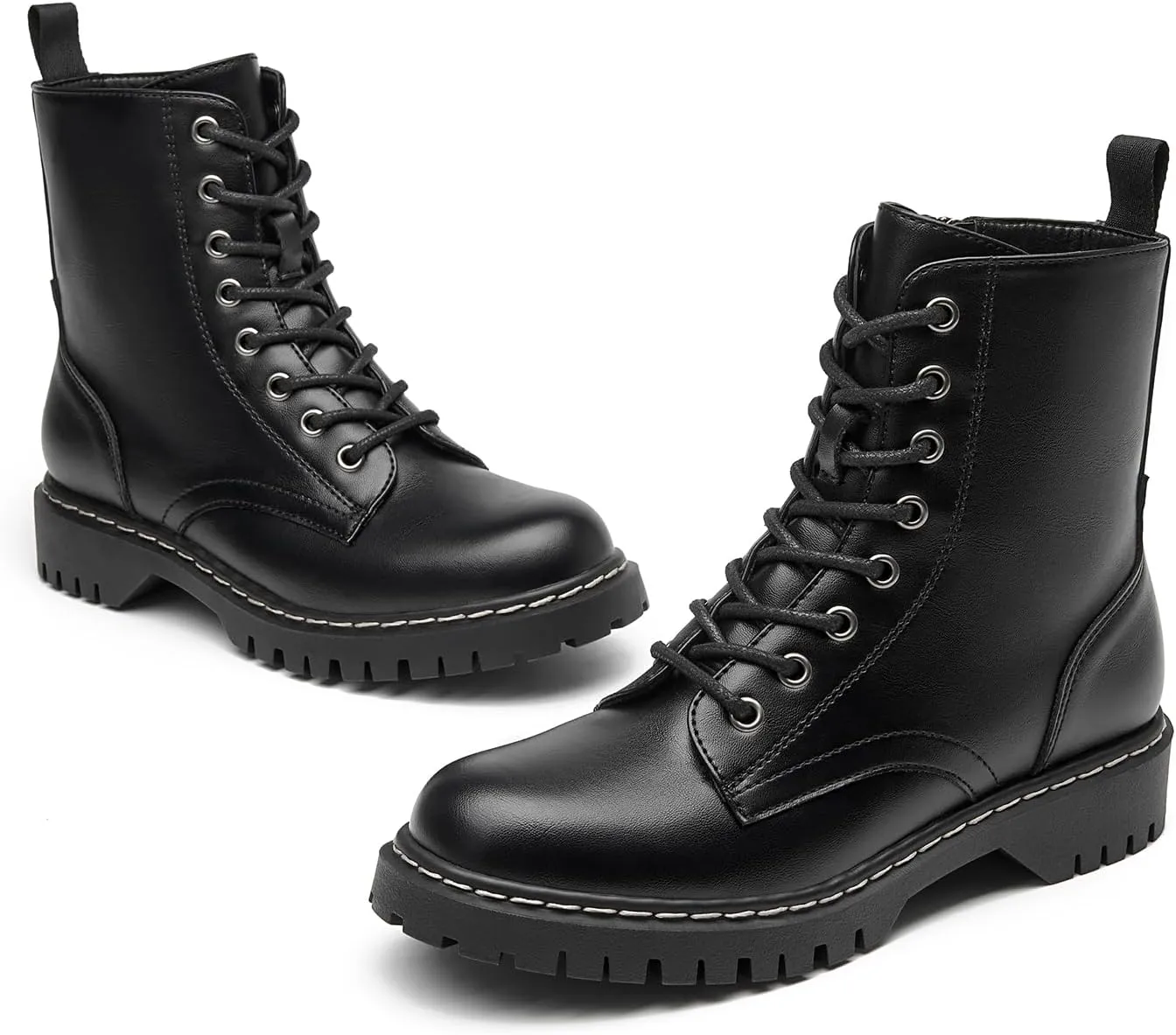 VERDASCO Womens Boots Ladies Casual Water-Resistant Lace Up With Zipper Inside Boots Fashion Round Toe Lug Sole Ankle Boots&Booties for Women