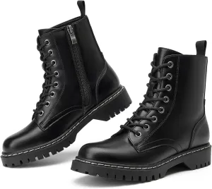 VERDASCO Womens Boots Ladies Casual Water-Resistant Lace Up With Zipper Inside Boots Fashion Round Toe Lug Sole Ankle Boots&Booties for Women
