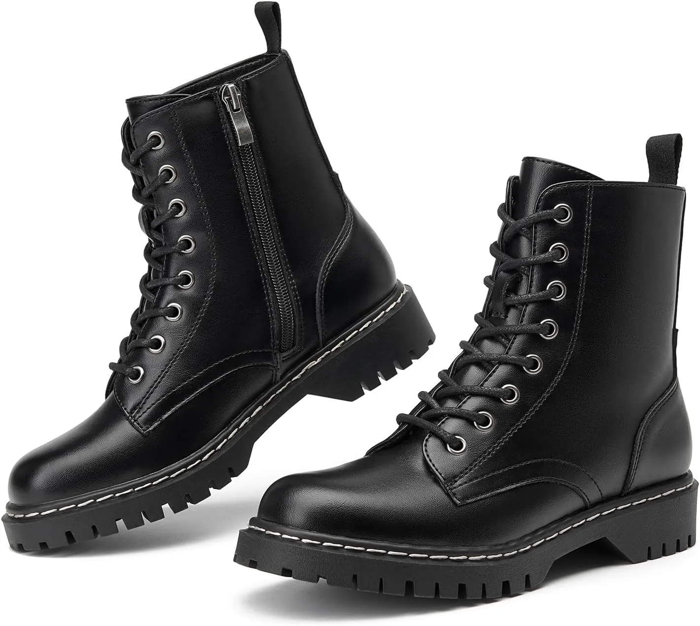 VERDASCO Womens Boots Ladies Casual Water-Resistant Lace Up With Zipper Inside Boots Fashion Round Toe Lug Sole Ankle Boots&Booties for Women