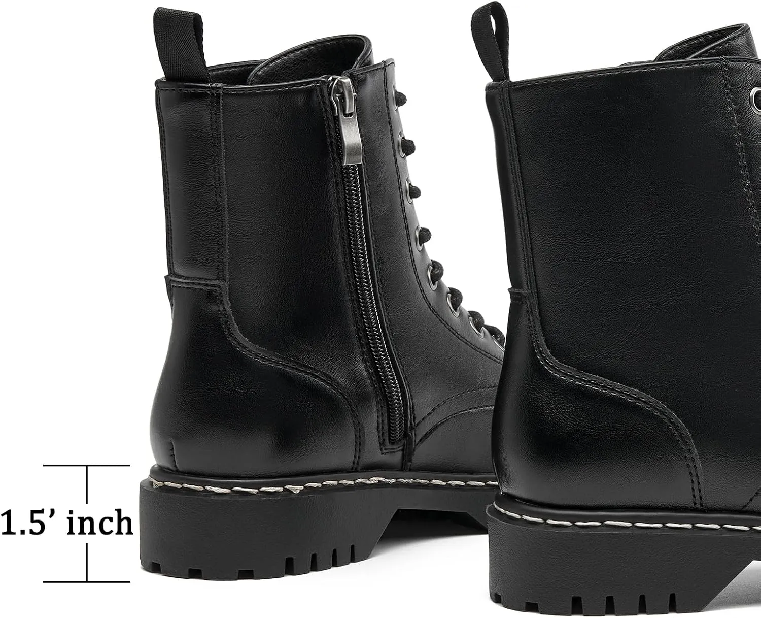 VERDASCO Womens Boots Ladies Casual Water-Resistant Lace Up With Zipper Inside Boots Fashion Round Toe Lug Sole Ankle Boots&Booties for Women