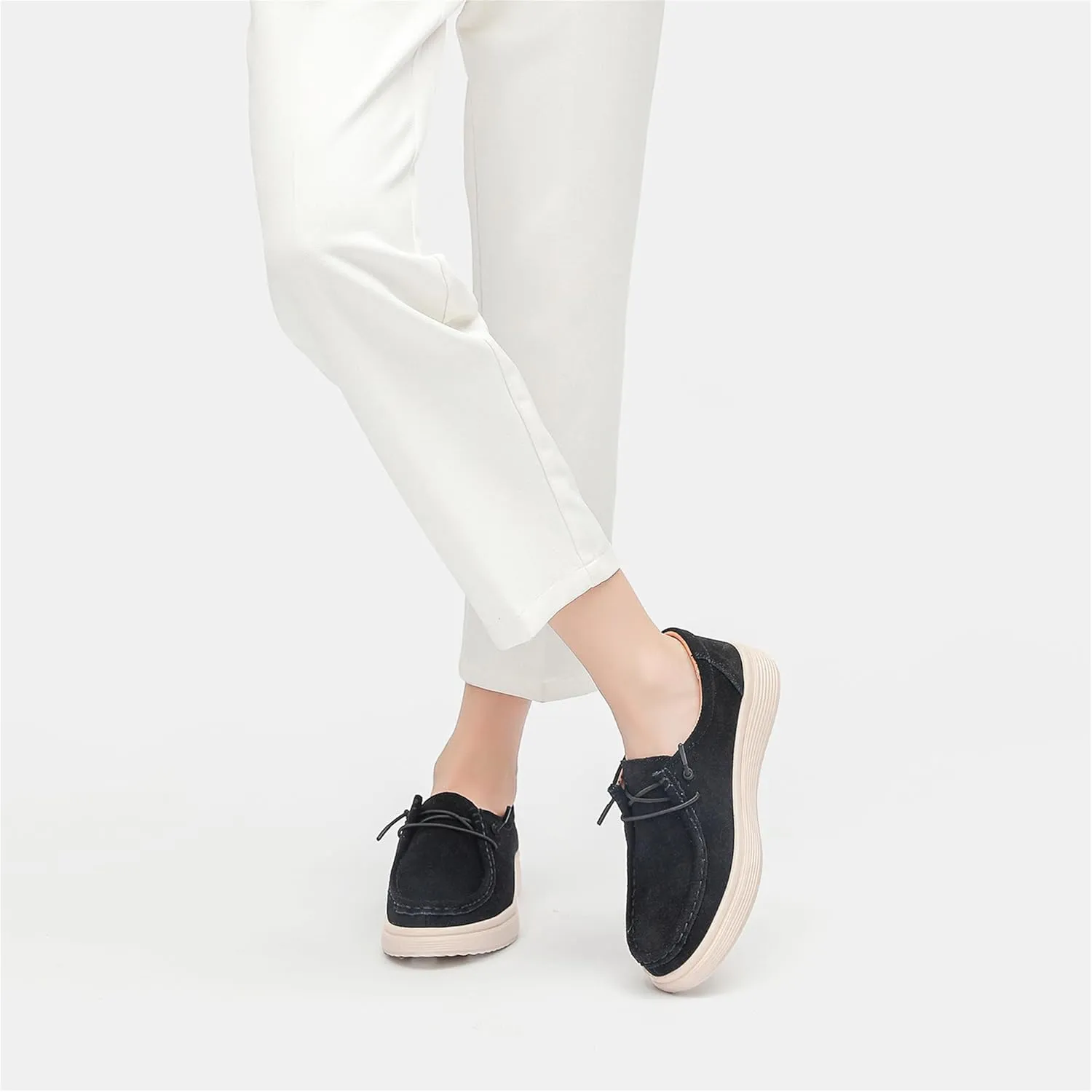 Veroders Women's Suede Wendy Loafers Comfortable Light-Weight Ultralight Boat Canvas Sneakers