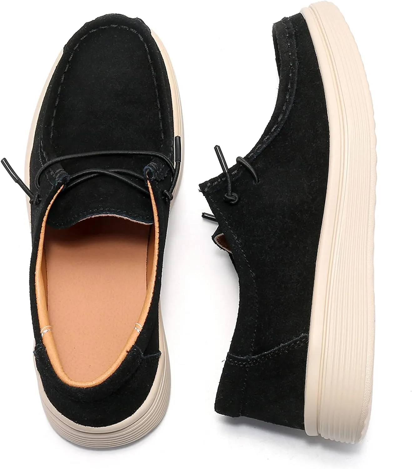 Veroders Women's Suede Wendy Loafers Comfortable Light-Weight Ultralight Boat Canvas Sneakers