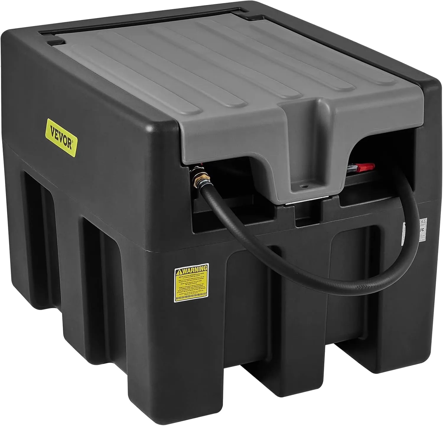 VEVOR Portable Diesel Tank, 58 Gallon Capacity & 10 GPM Flow Rate, Portable Fuel Tank with 12V Electric Transfer Pump and 13.1ft Rubber Hose, PE Diesel Transfer Tank for Easy Fuel Transportation Black