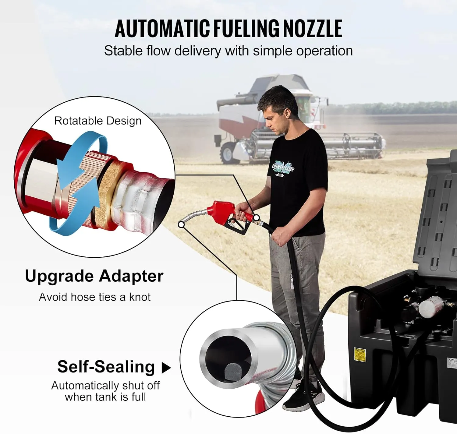 VEVOR Portable Diesel Tank, 58 Gallon Capacity & 10 GPM Flow Rate, Portable Fuel Tank with 12V Electric Transfer Pump and 13.1ft Rubber Hose, PE Diesel Transfer Tank for Easy Fuel Transportation Black