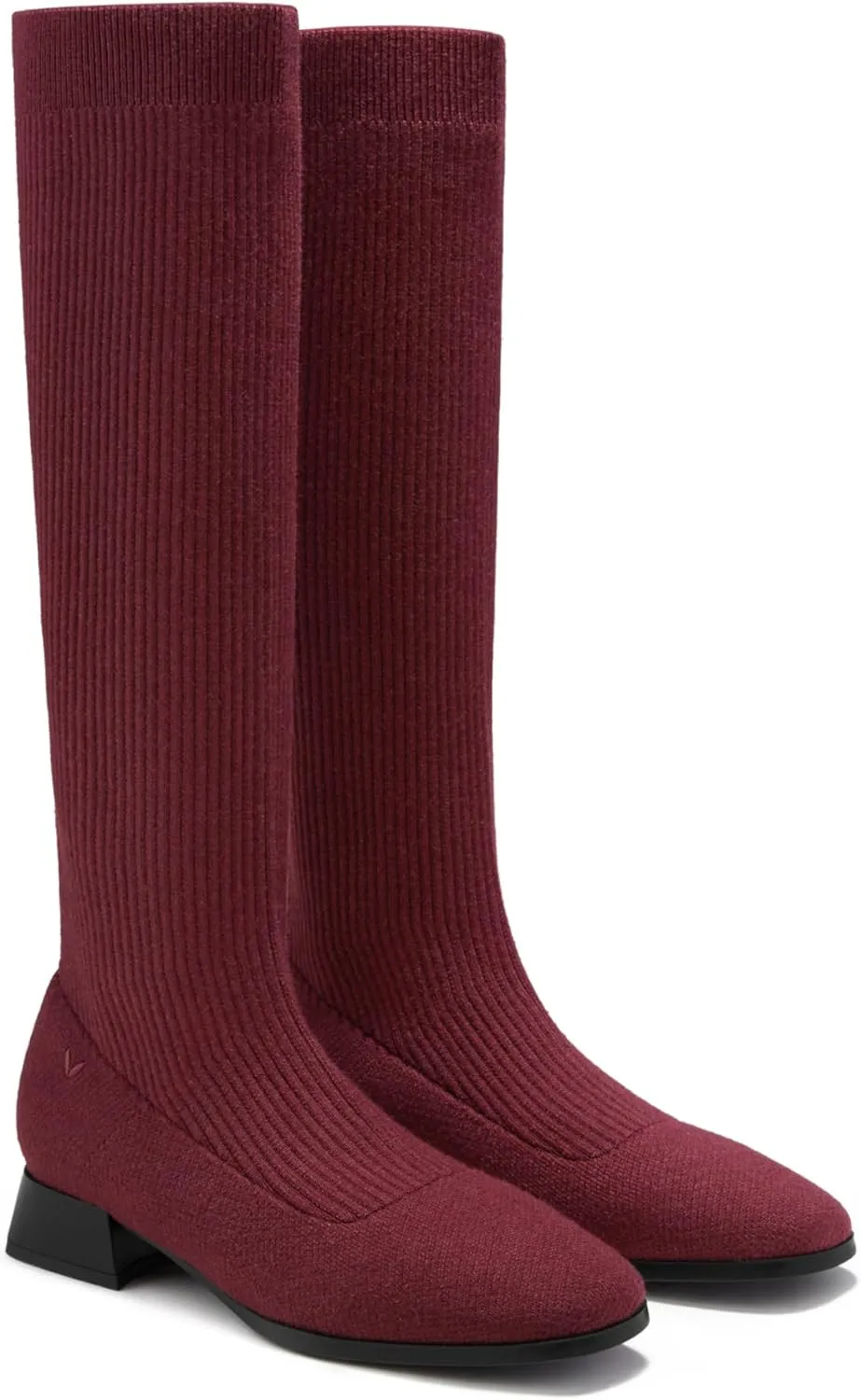 VIVAIA Tara Pro Women's Water Repellent Wool Knee-High Boots Slip on Square-Toe Booties 1.18'' Block Heel Booties Lady Dress Short Winter Fall Boots