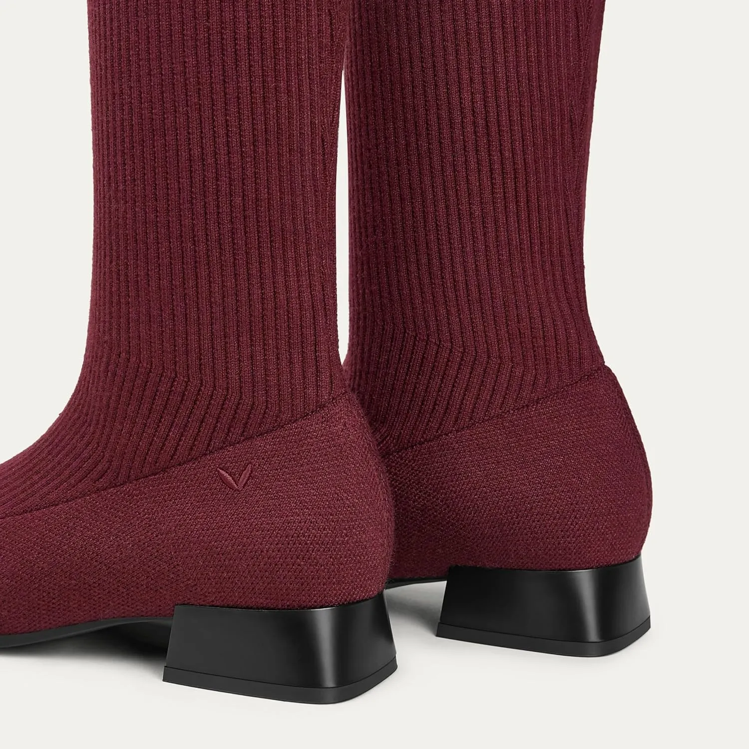 VIVAIA Tara Pro Women's Water Repellent Wool Knee-High Boots Slip on Square-Toe Booties 1.18'' Block Heel Booties Lady Dress Short Winter Fall Boots