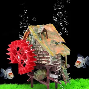 Vividly color Resin Aquarium Large Water Wheel Landscaping, Fish Ornaments, Rotatable for aquarium fish (Small waterwheel)