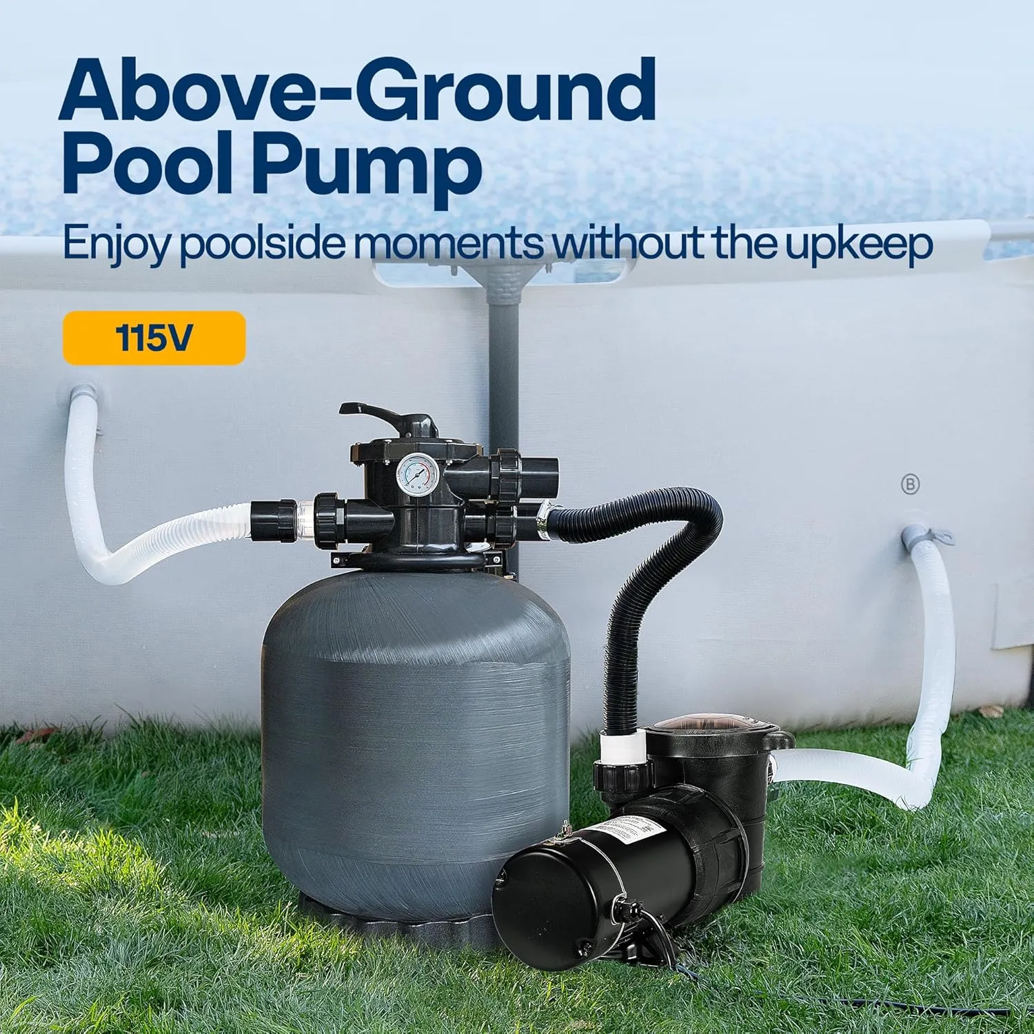 VIVOHOME 1.5 HP 5400 GPH Energy-Saving Above Ground Swimming Pool Pump, 115V 1.5 THP Upgrade Stainless lron Motor Shaft with Strainer Basket, ETL & DOE Certified