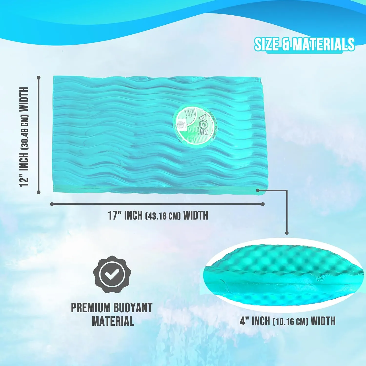 VOS Waterproof Pillow – Ultra Soft & Durable, Beach, Camping, Pool Pillow, Poolside Pillows