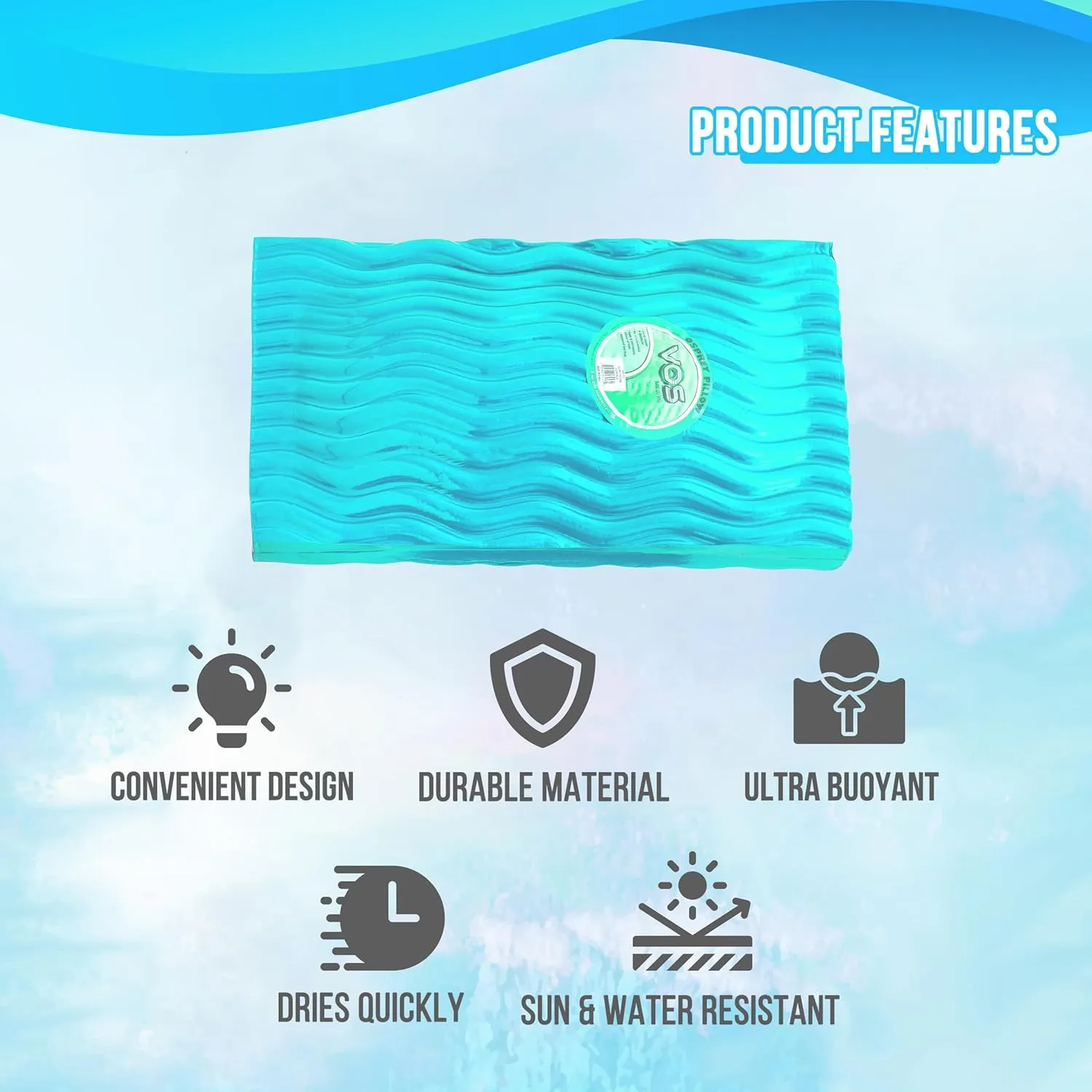 VOS Waterproof Pillow – Ultra Soft & Durable, Beach, Camping, Pool Pillow, Poolside Pillows