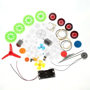 Walfront Plastic Crown Gear Set, Motor Gear Kits DIY Robot Gear Pulley Belt Bushings Wheels Assembly Plastic Shaft Kit for Robot, Toy, Automobile Cars