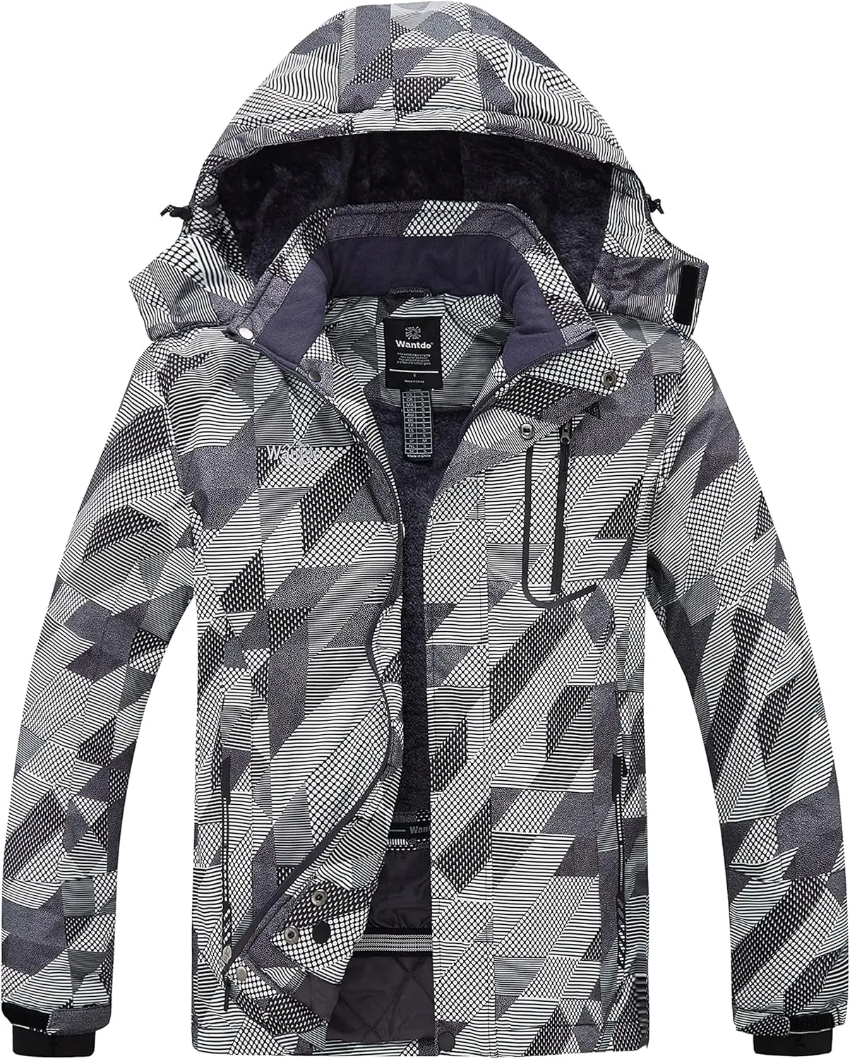 wantdo Men's Waterproof Ski Jacket Warm Winter Snow Jacket Snowboarding Jacket with Hood