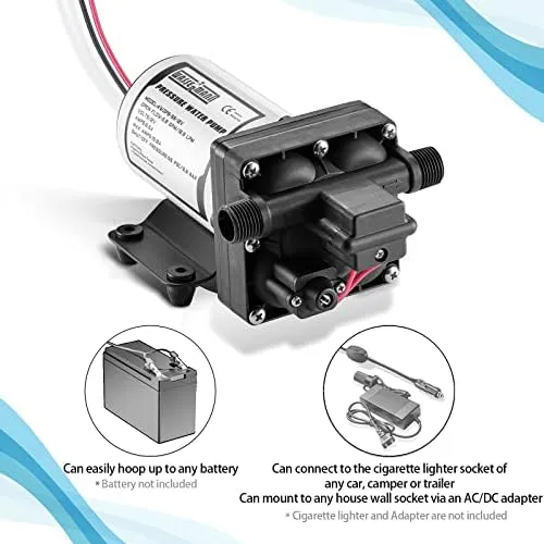 WASSERMANN RV Water Pump 12V DC, Self Priming Diaphragm 5.0 GPM 55 PSI, Water Pressure Pump with Pressure Switch, for RV Marine Yacht Lawn Garden