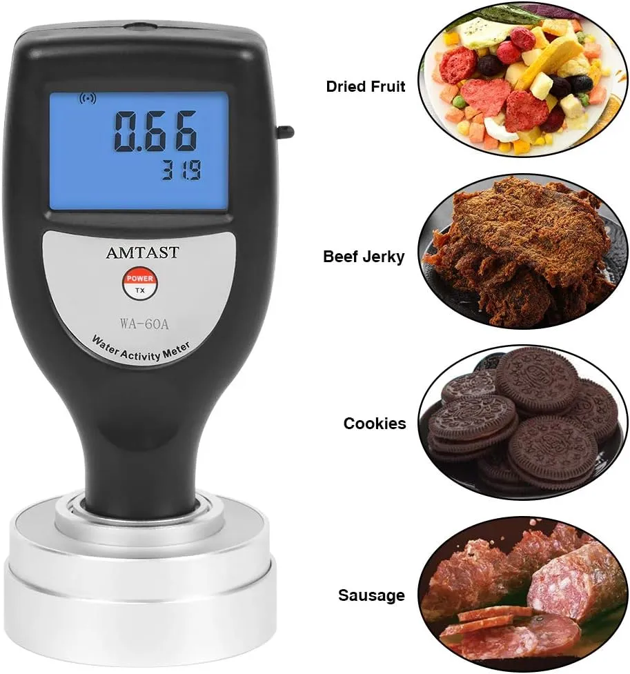 Water Activity Meter Smart Food Water Activity Tester for Food Jerky Dried Fruit Grain Vegetable, AW Monitor Water Activity Testing with USB Data Cable & Software WA-60AS