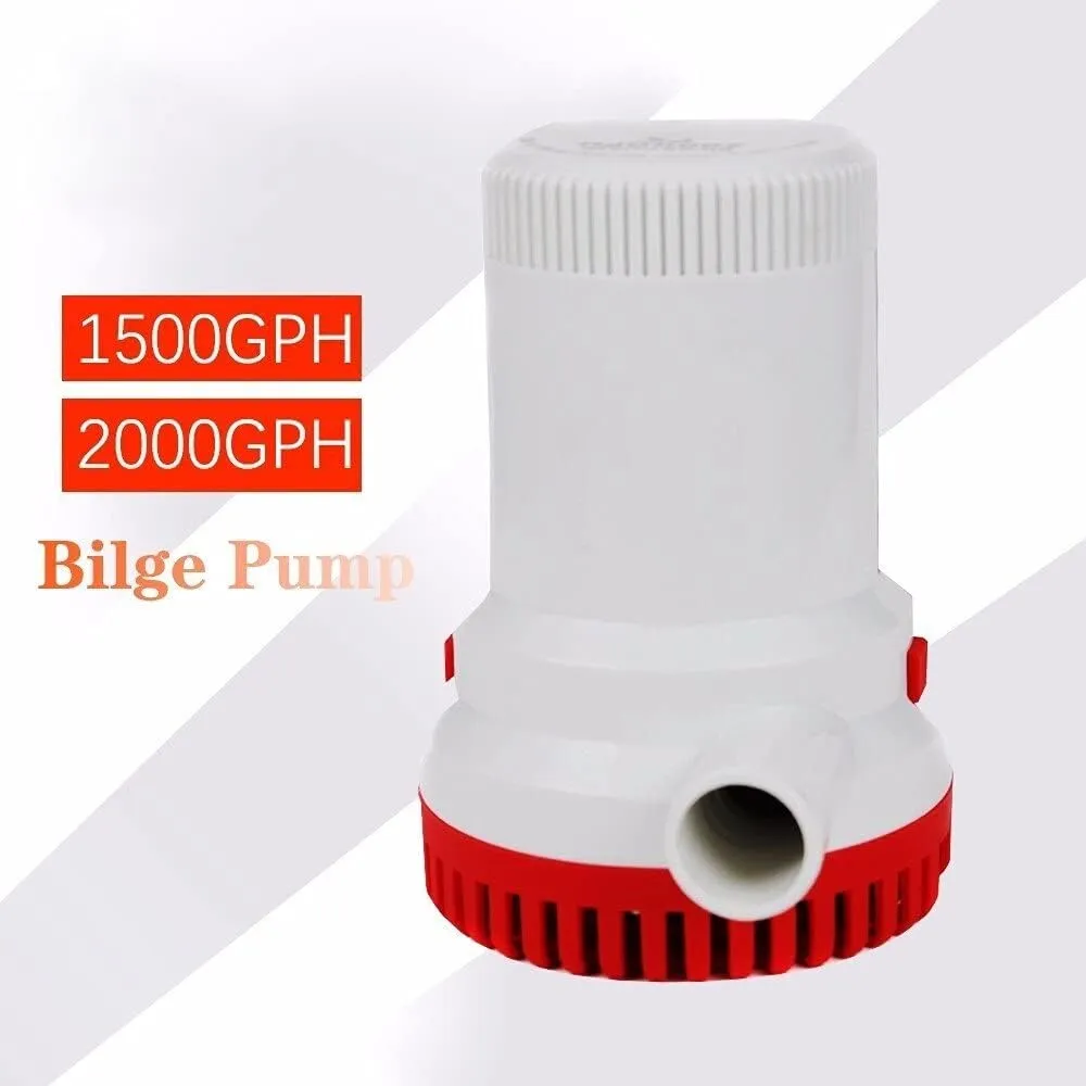 Water Pumps, Parts & Accessories 1500/2000gph Boat Bilge Pump 24v High Pressure Bilge Pump 24 V Dc 12v Kayak Rule Water Electric 12 Volt Accessories(12V,2000GPH)
