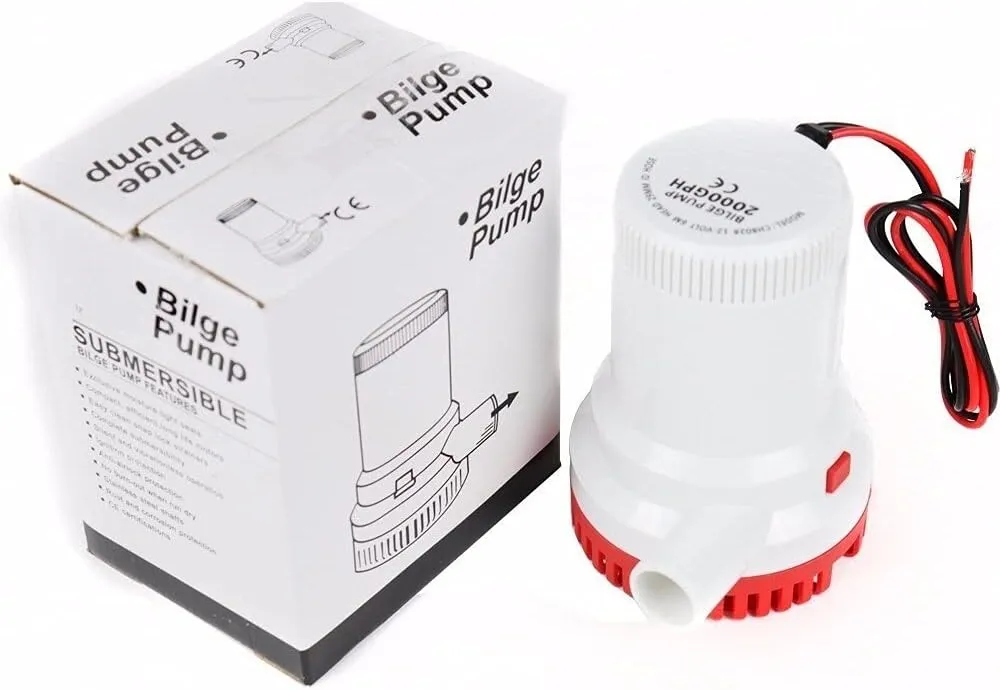 Water Pumps, Parts & Accessories 1500/2000gph Boat Bilge Pump 24v High Pressure Bilge Pump 24 V Dc 12v Kayak Rule Water Electric 12 Volt Accessories(12V,2000GPH)